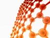 red-orange-glossy-molecular-structure-on-white